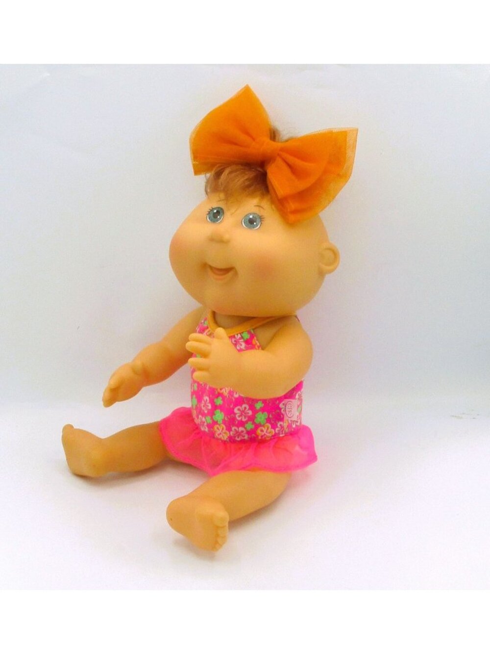 Cabbage Patch Kids 2004 PA  Doll Orange Bow Pink Hard Body Blue Grey Eyes